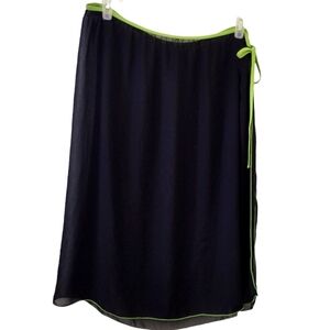 Vintage Sun Casuals Y2k Black & Lime Green Swim Sarong Cover-up Free Size